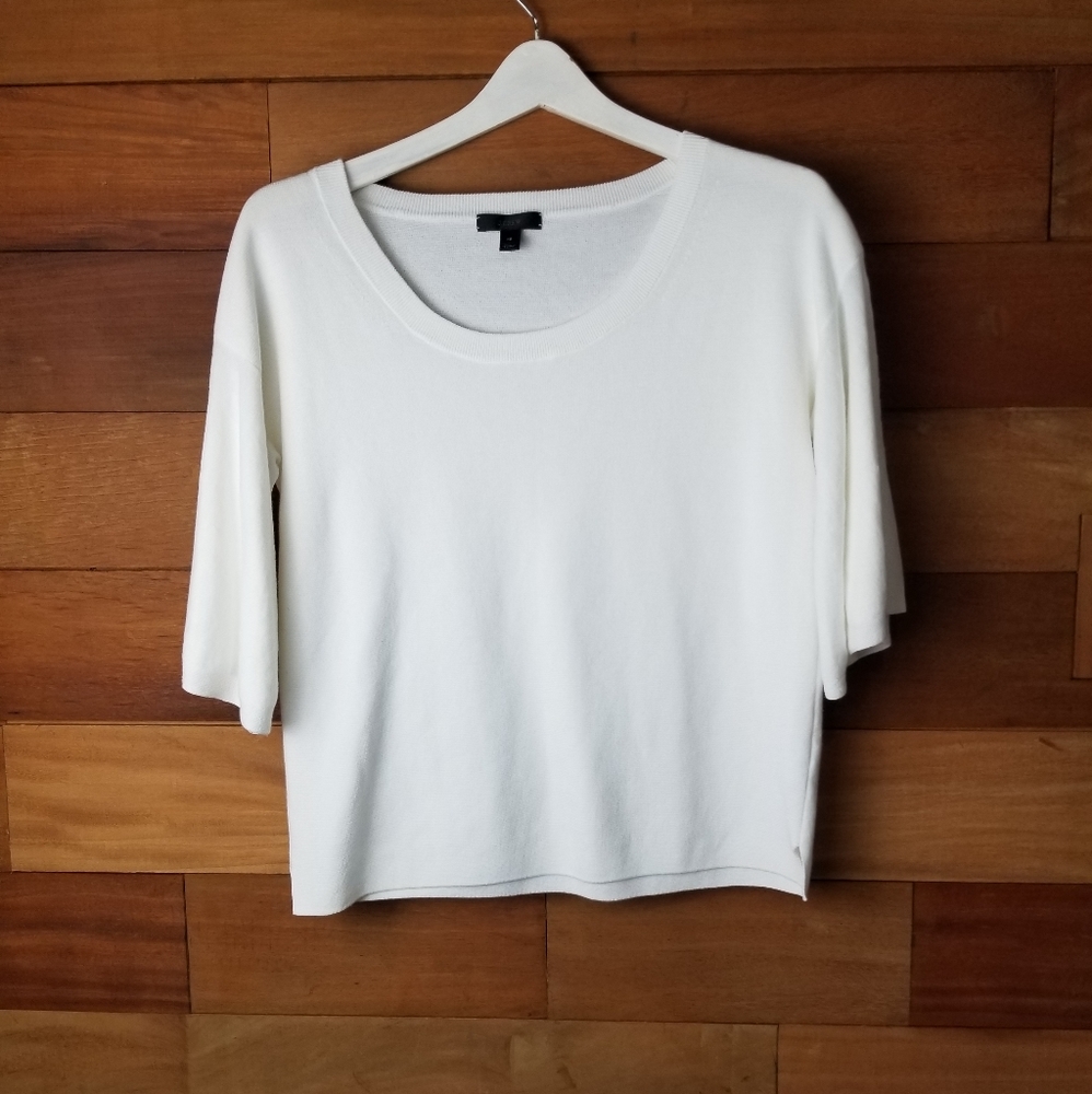 J. Crew Cream Scoop Neck Short Sleeve Knit Top